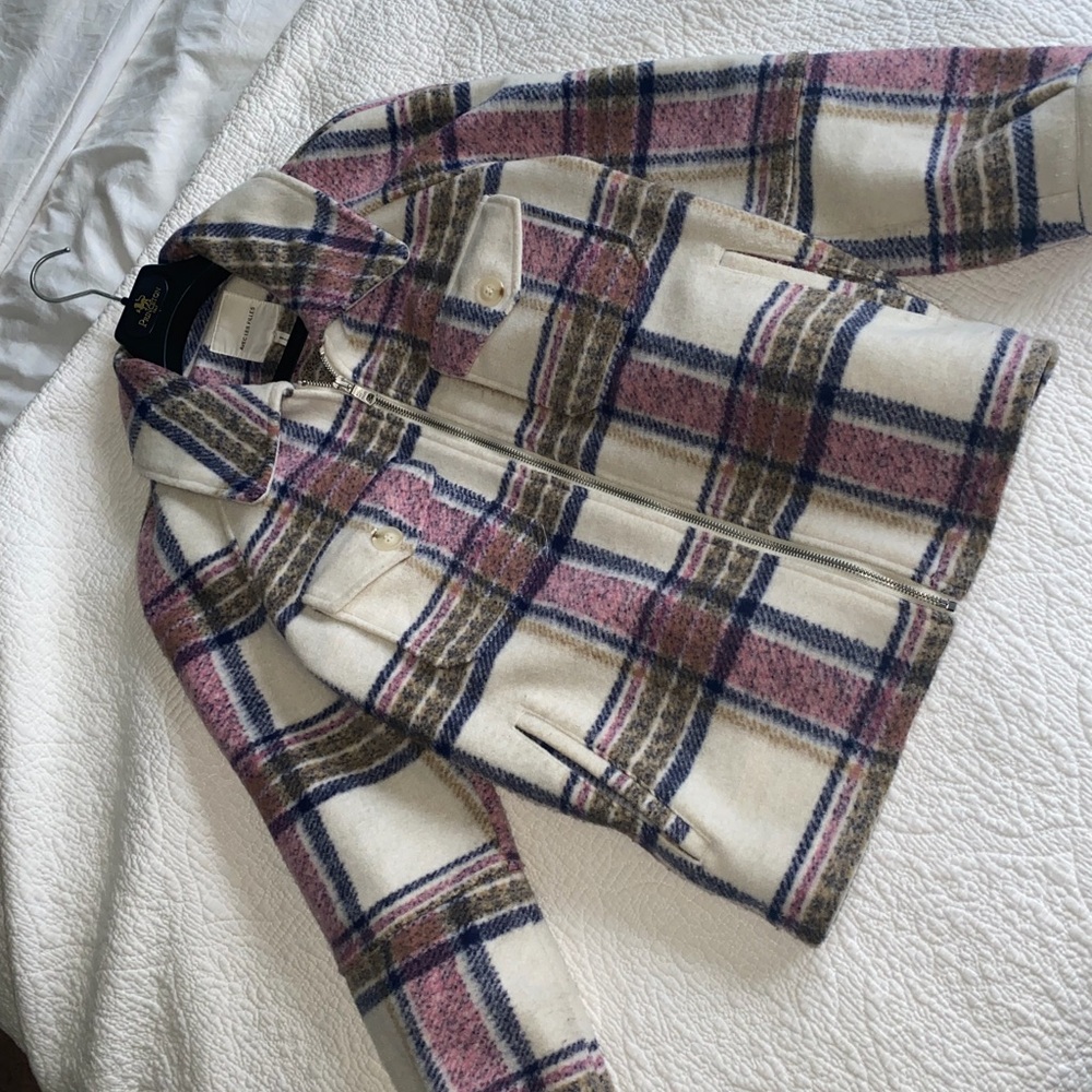 Plaid Jacket with Pink and Blue Accents